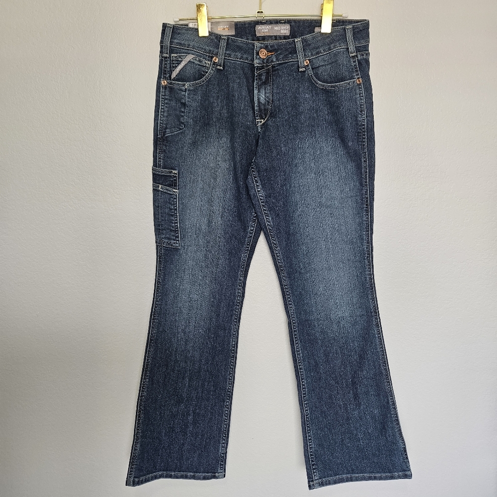 NWT Ariat | Rebar Mid Rise Raven DuraStretch In Sofia Boot Cut Jean Womens 31R - Picture 3 of 9